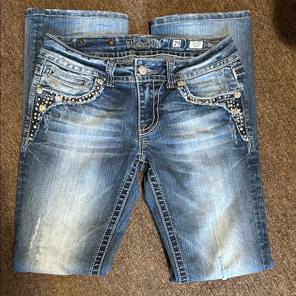 Miss Me Women's Embellished Blue Boot Cut Jeans